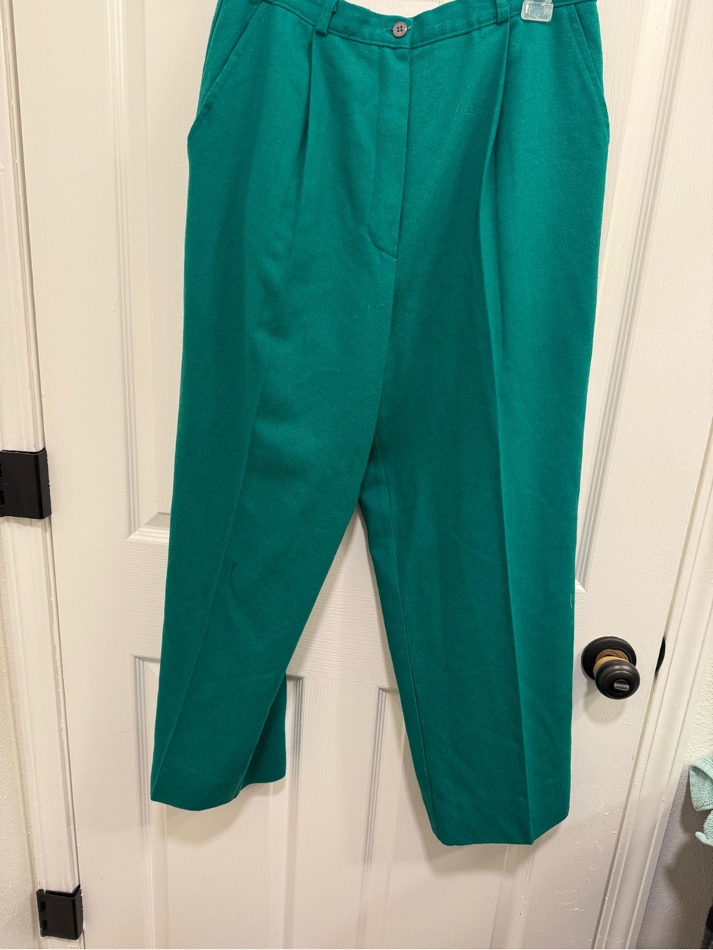 Russ Teal High-Waist Pleated Trousers